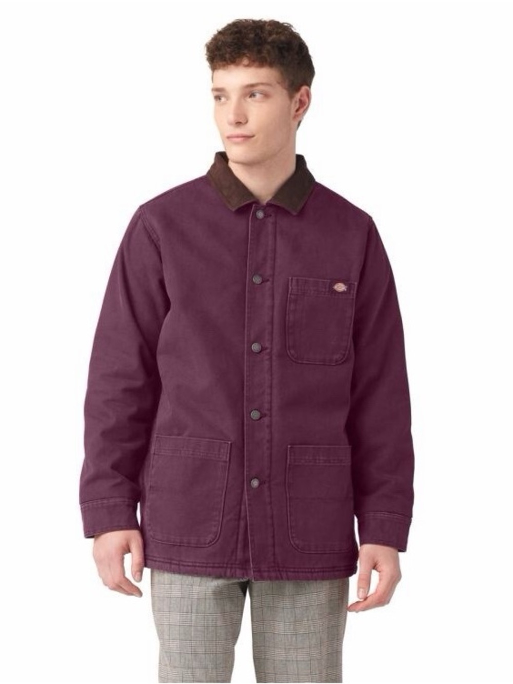 Dickies Maroon Canvas Field Jacket with Brown Corduroy Collar
